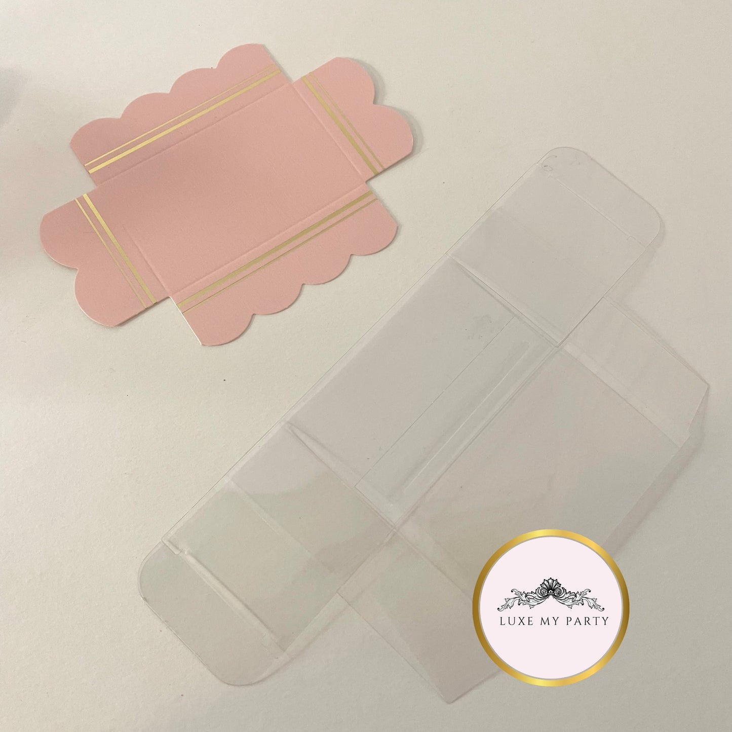 Transparent Macaron Box With Pink Insert - Pack of 10