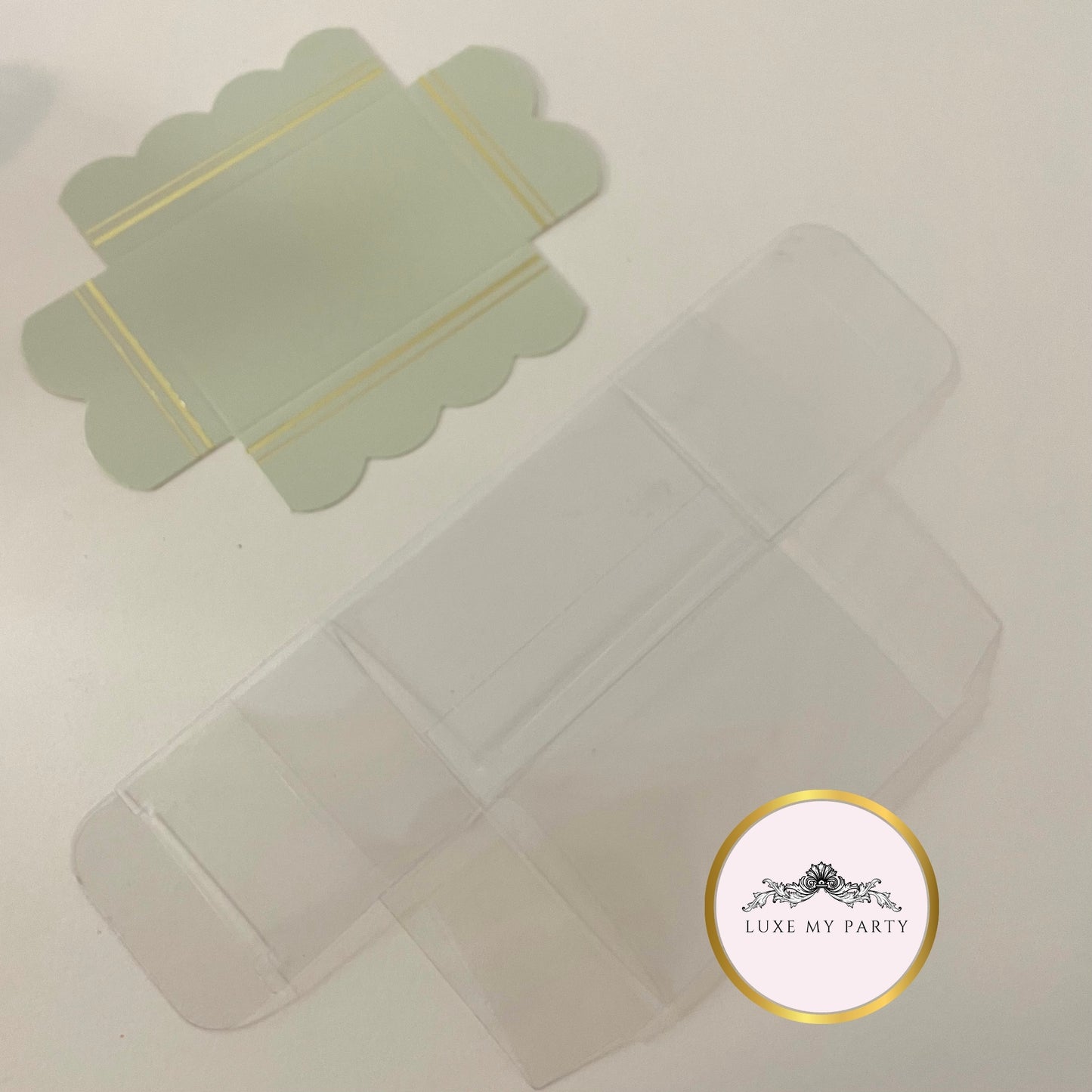 Transparent Macaron Box With Green Insert- Pack Of 10