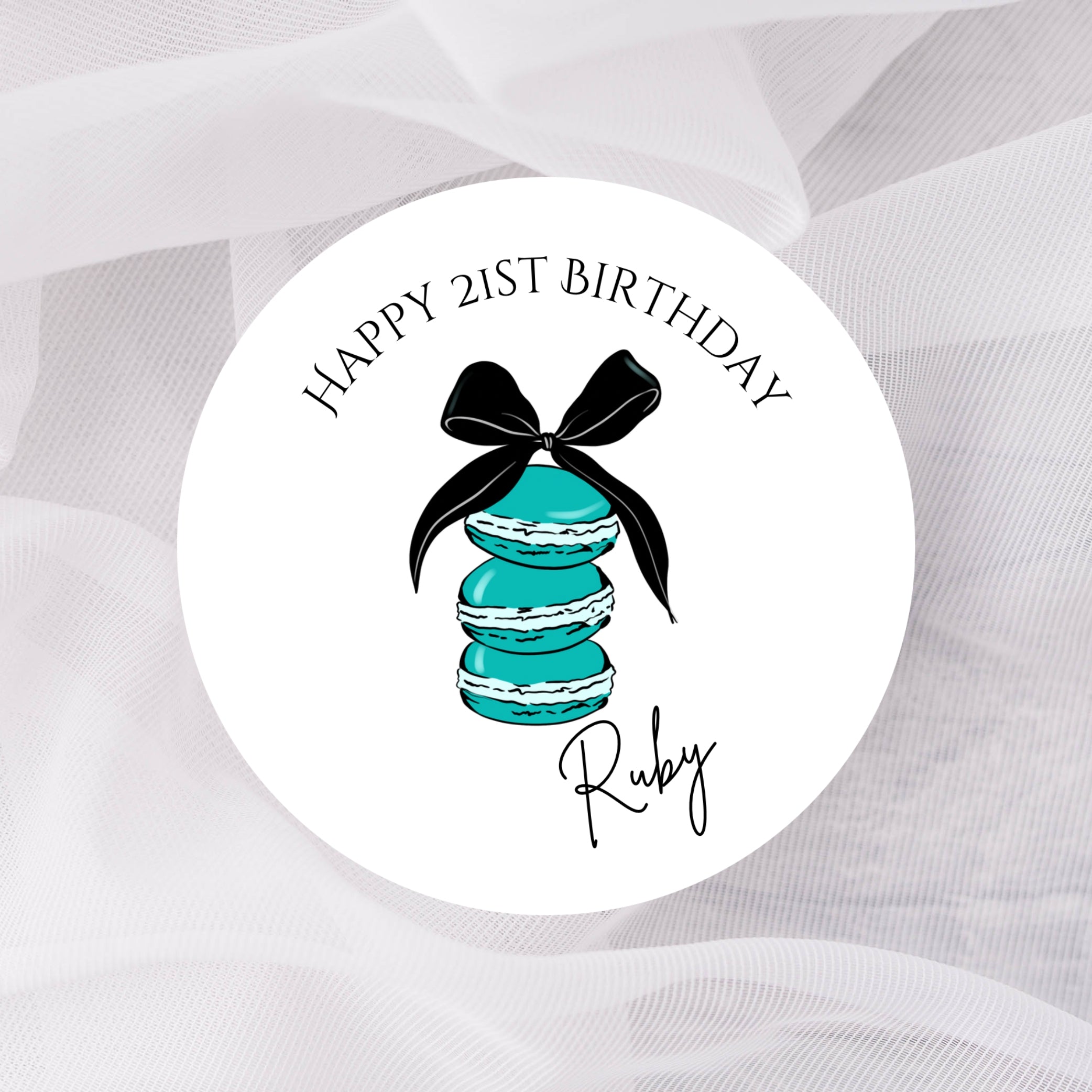 ‘Sweet Macarons’ Round Gloss Party Stickers