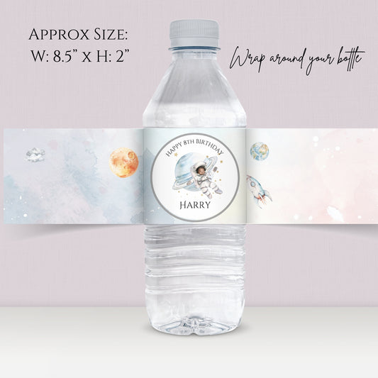 Astronaut boy water bottle labels
