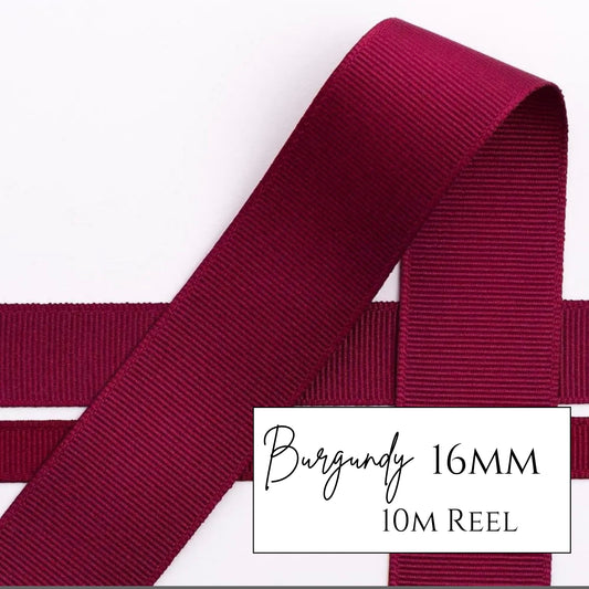 Burgundy Grosgrain Ribbon - 16mm x 10metre Reel