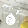 Load image into Gallery viewer, Love is sweet wedding stickers and transparent boxes with ribbon
