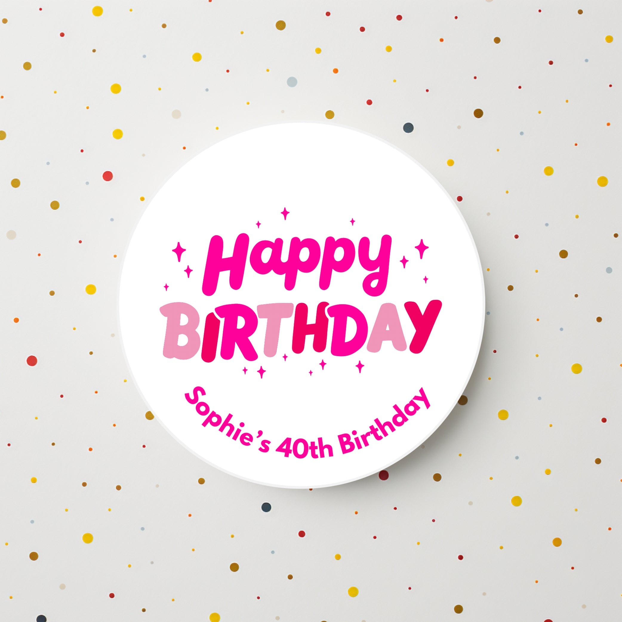 ‘Happy Birthday’ Round Gloss Party Stickers