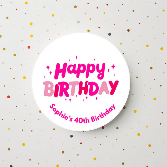 ‘Happy Birthday’ Round Gloss Party Stickers