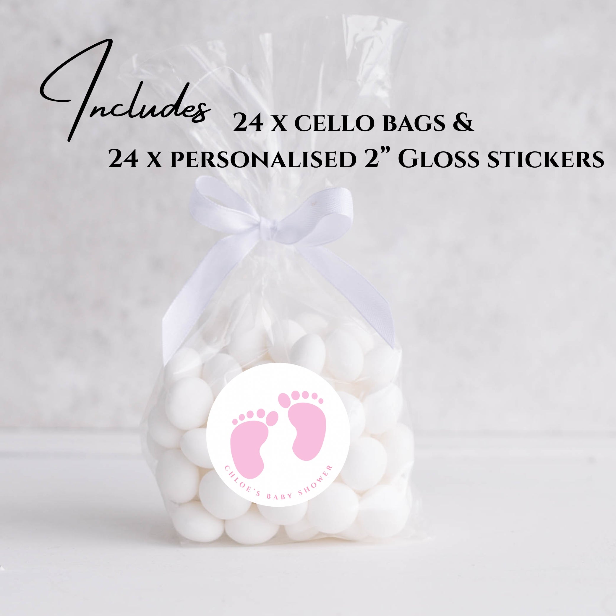 Baby Tooties- Pink Cello Bags & Stickers- Pack x24