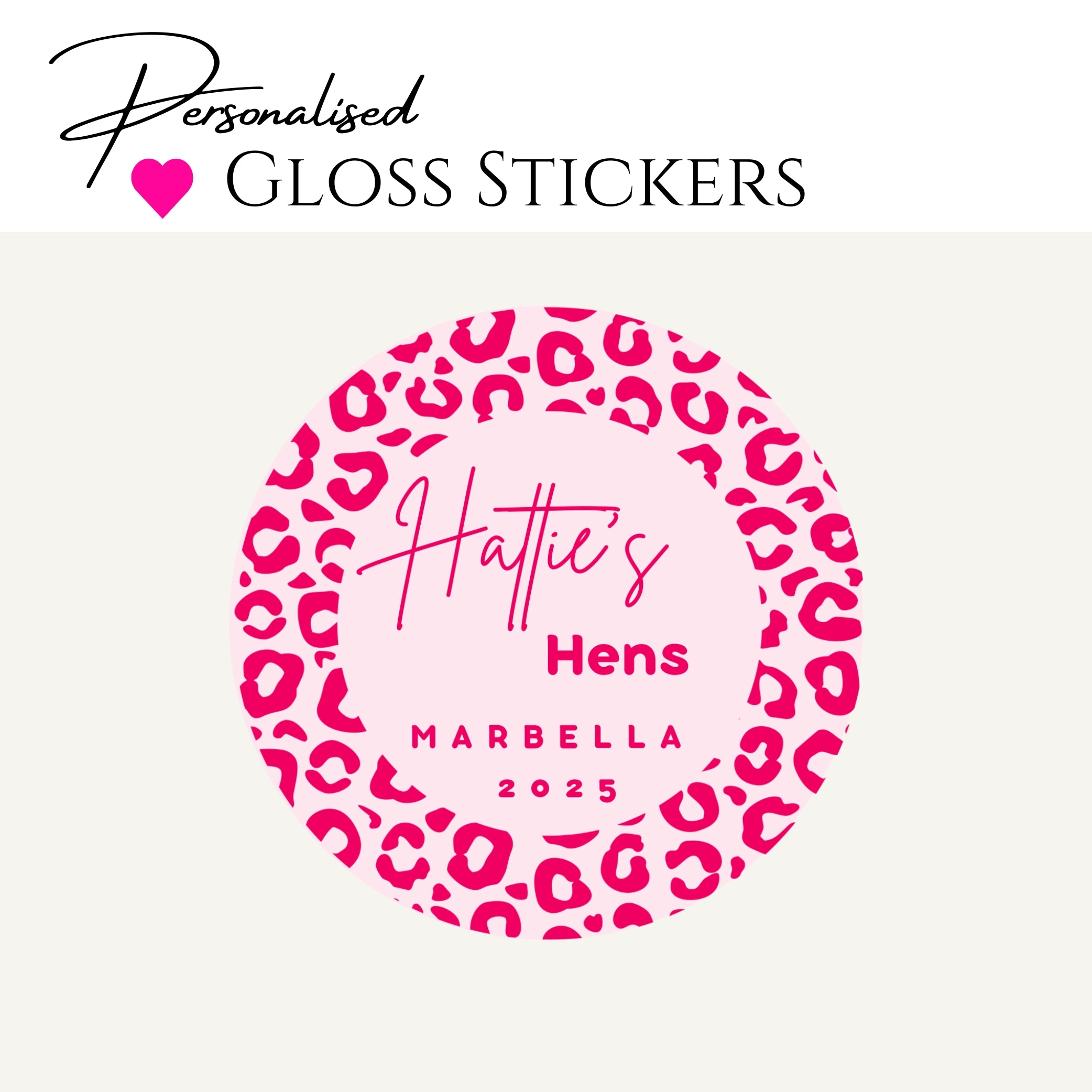 Leopard print personalised gloss stickers
