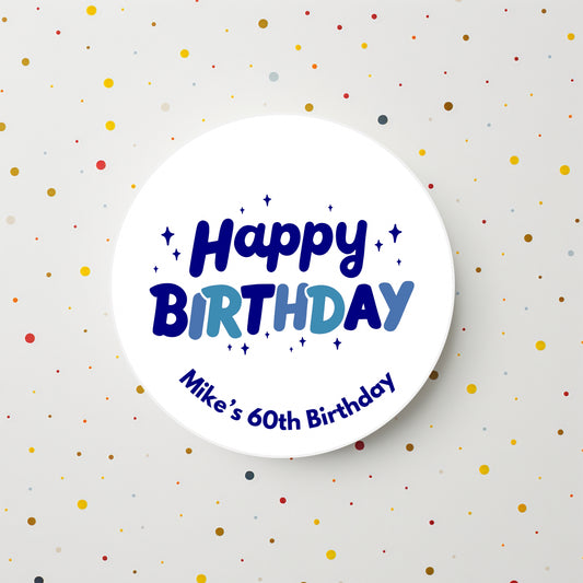 ‘Happy Birthday’ Round Gloss Party Stickers
