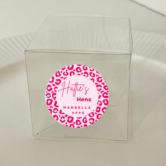 ‘Wild Hens’ Bridal Shower Transparent Boxes & Stickers- Pack of 10