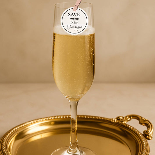 ‘Save Water Drink Champagne’ Edible Drink Toppers