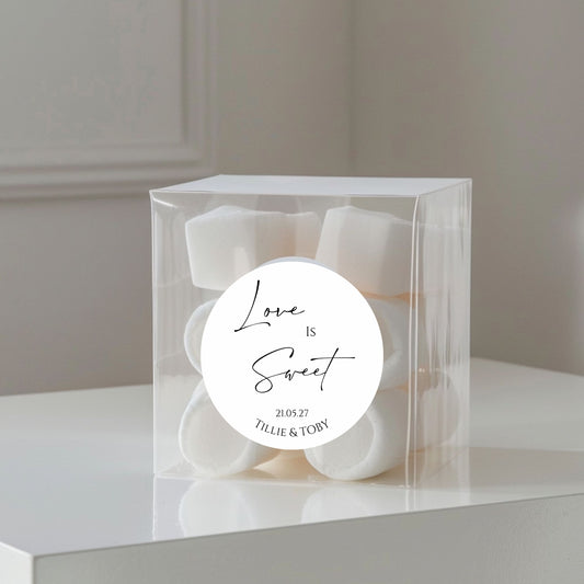 Love is sweet transparent boxes