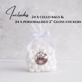 Load image into Gallery viewer, Cello bag favours and gloss personalised stickers. Disco ball
