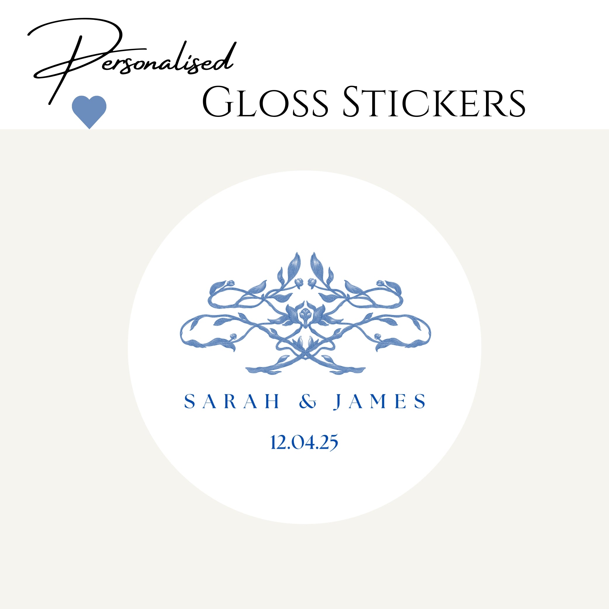 A Touch Of Blue’ Wedding Transparent Boxes with personalised Stickers- Pack of 10