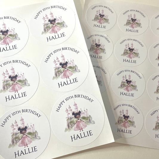 Princess Party 2” 3”Gloss Round Stickers