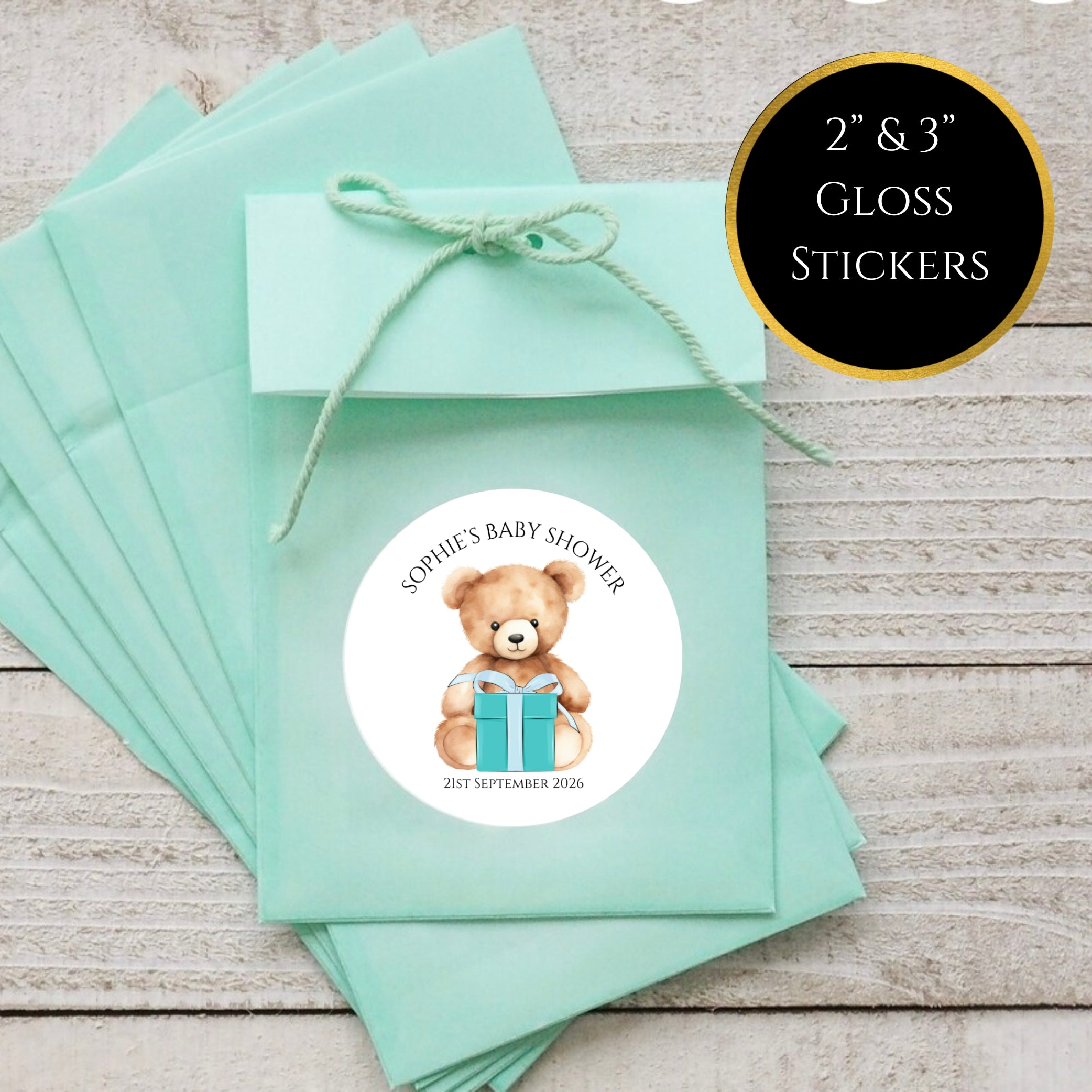 Teddy Bear’ Round Gloss Party Stickers