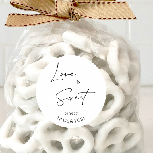 ‘Love Is Sweet’ Gloss Round Sticker Labels
