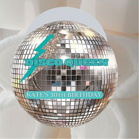 ‘Disco Queen’  2” & 3” Round Gloss Party Stickers /Turquoise