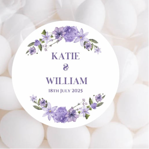 ‘Lilac Bloom ’ Gloss Round Sticker Labels