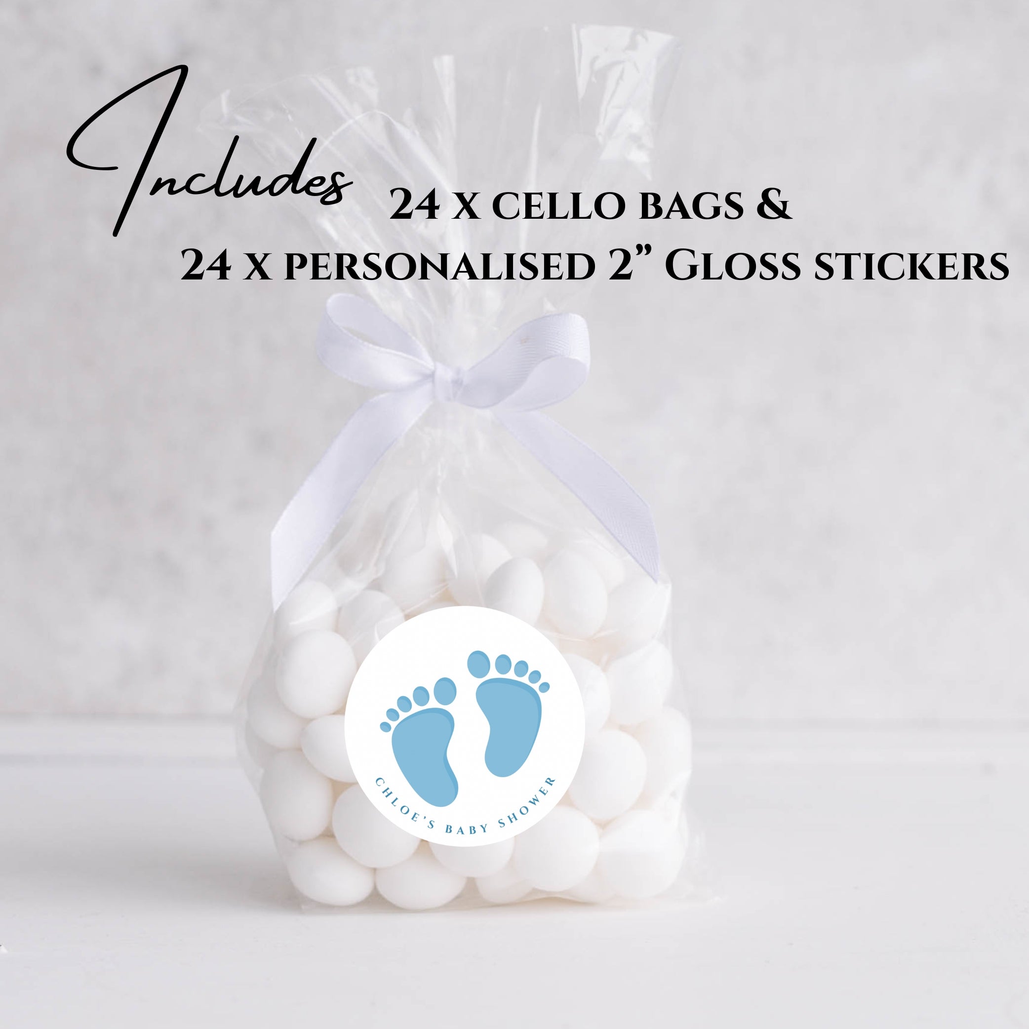 Baby Tooties- Blue Cello Bags & Stickers- Pack x24