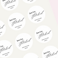 Load image into Gallery viewer, ‘Just got hitched’ Gloss Round Sticker Labels

