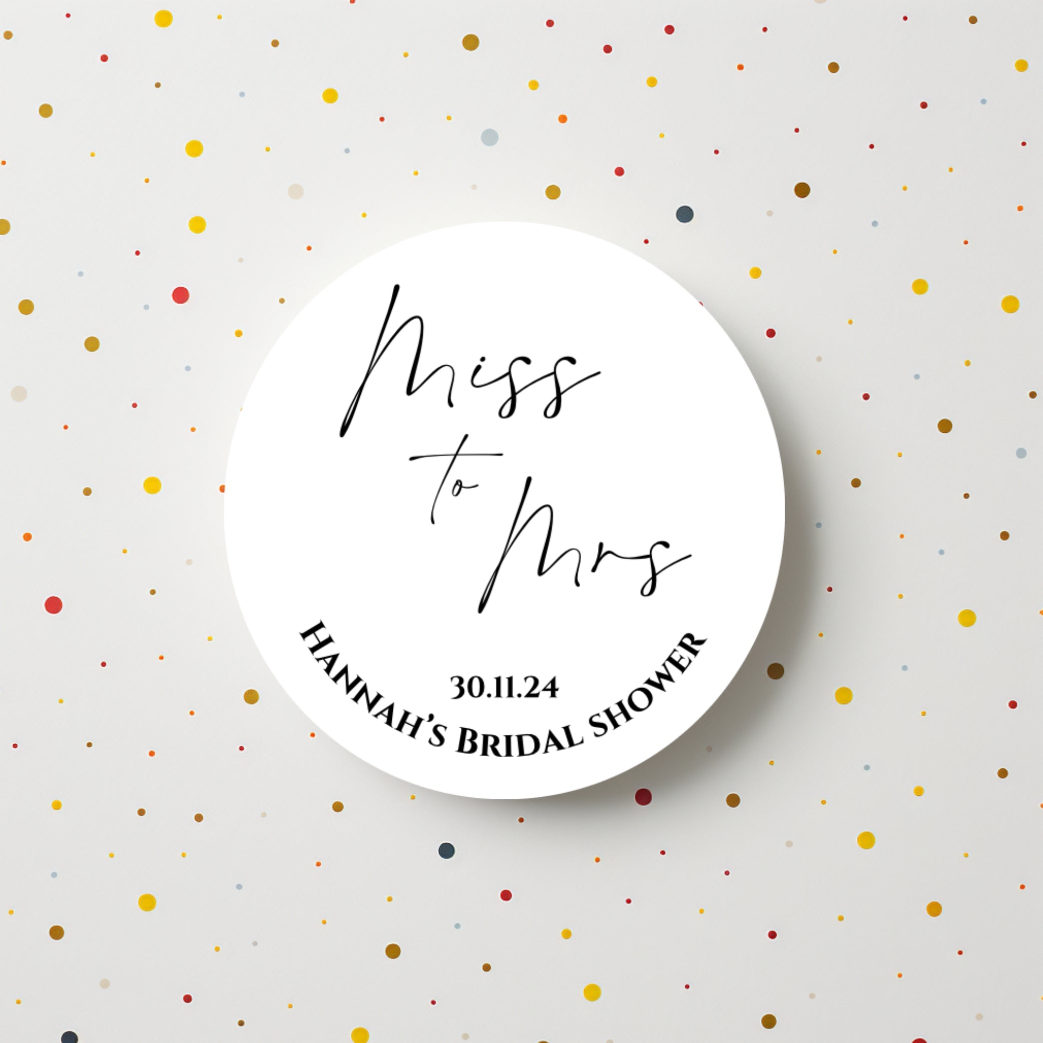 Miss To Mrs Round Gloss Sticker Labels