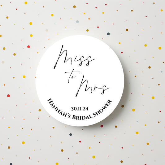 Miss To Mrs Round Gloss Sticker Labels