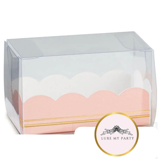 Transparent Macaron Box With Pink Insert - Pack of 10