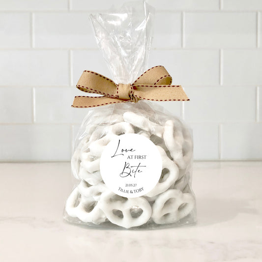 ‘Love At First Bite’ Gloss Round Sticker Labels