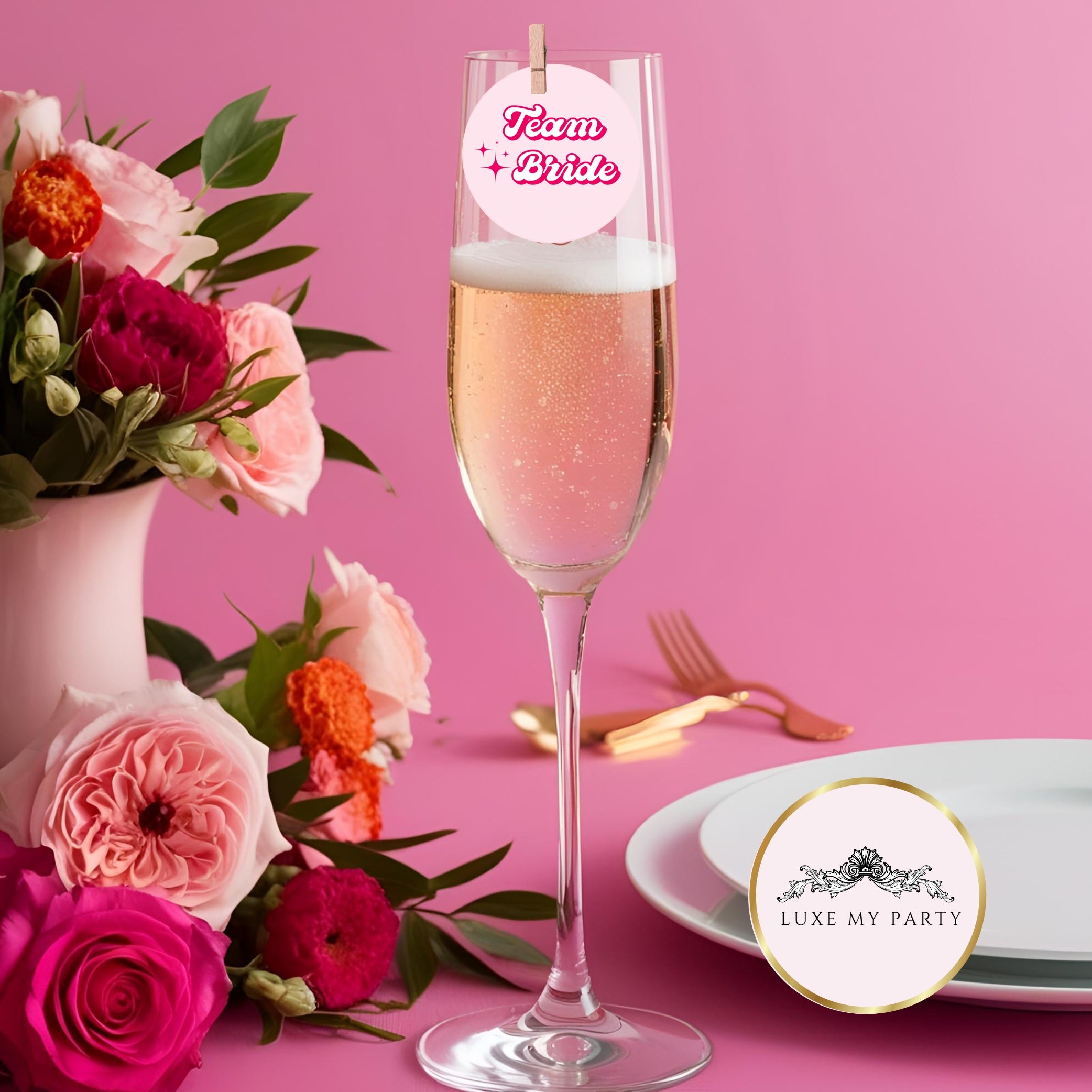 ‘Team Bride Fun’ Bridal Shower Edible Drink Toppers