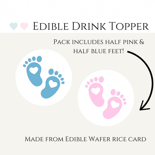Blue or Pink! What Do You Think? Gender Reveal/ Baby Shower- Edible Drink Toppers