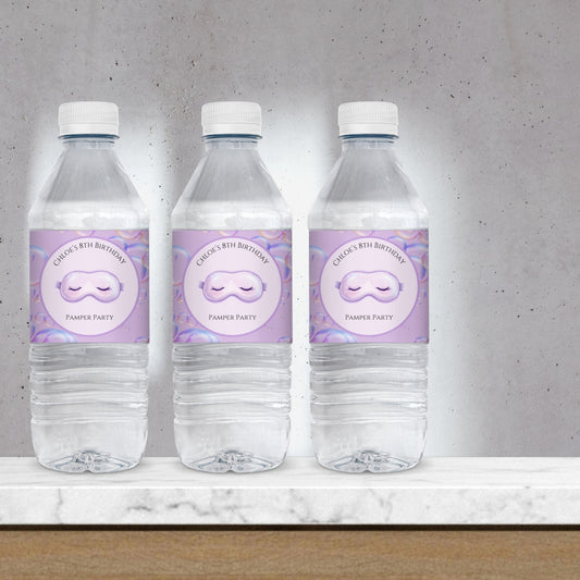 Pamper Party- Water Bottle Stickers x6