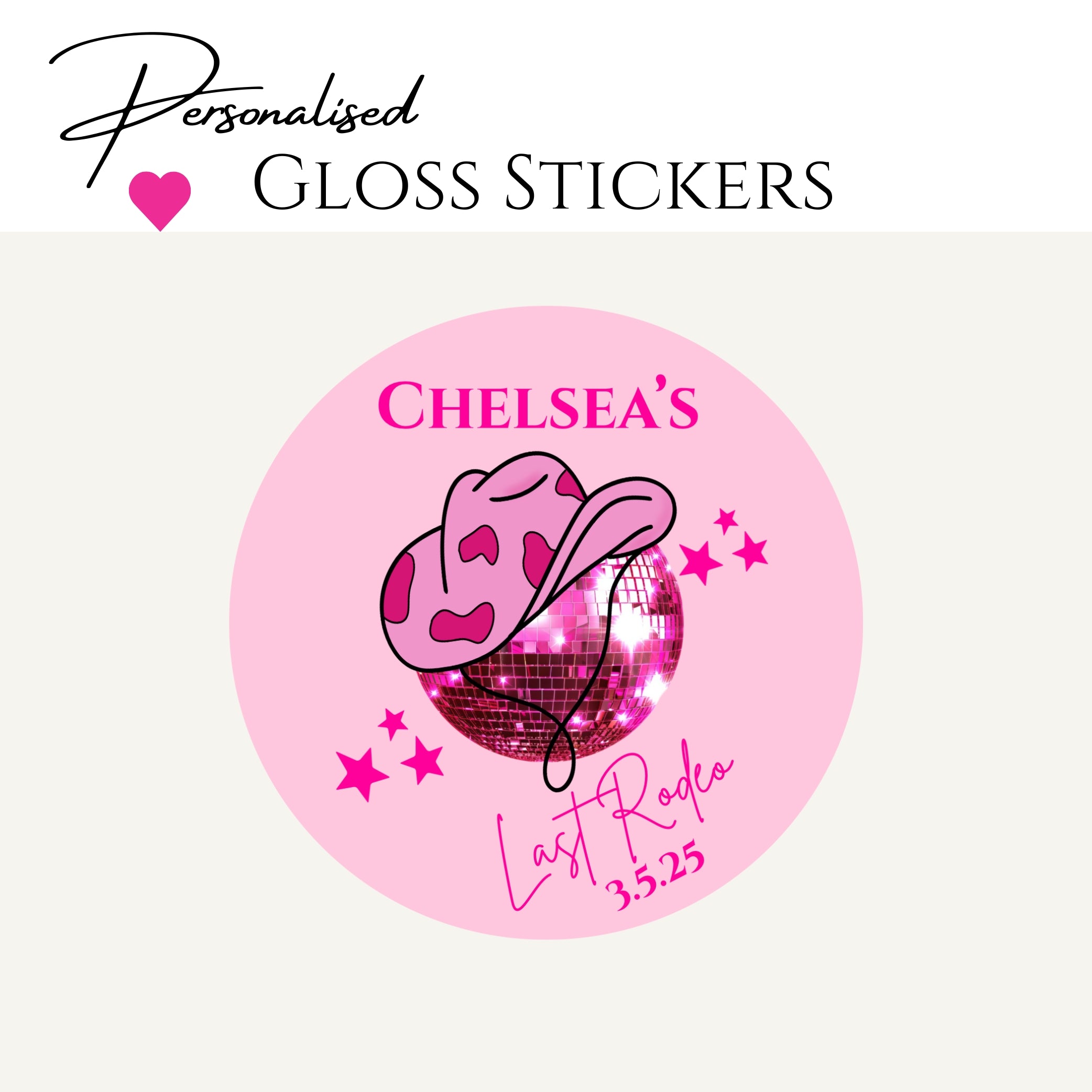 ‘Last Rodeo’ Bridal Shower Transparent Boxes & Stickers- Pack of 10