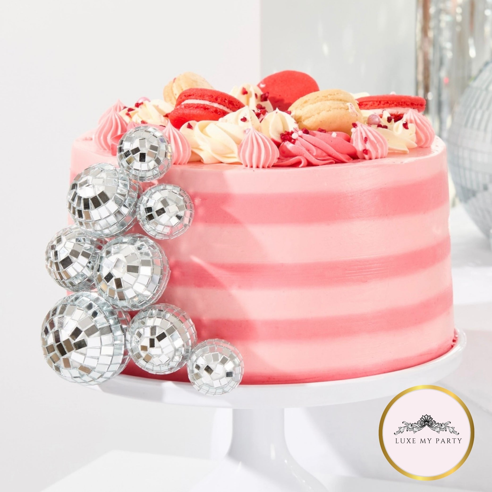 Silver Disco Ball Food Decoration Sticks- Pack of 8