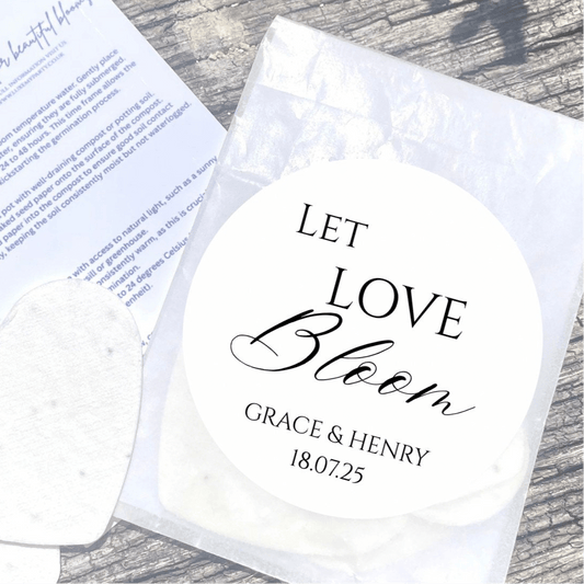Let Love Bloom wildflower seeded paper heart favours