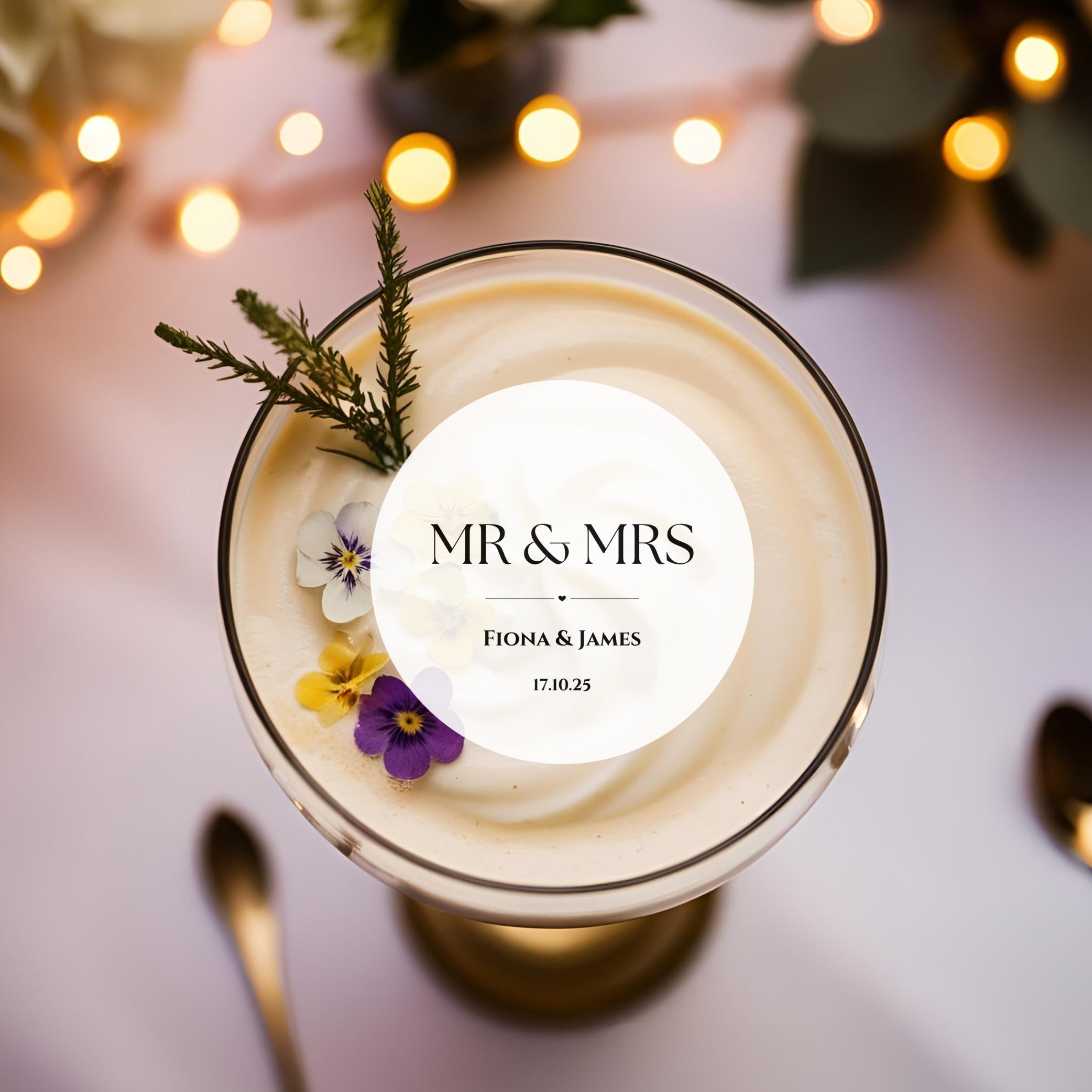 Mr & Mrs’ Wedding ’ Edible Drink Toppers