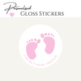 Load image into Gallery viewer, ‘Baby Shower Tootsies Pink’ Baby Shower Transparent Boxes with personalised Stickers- Pack of 10

