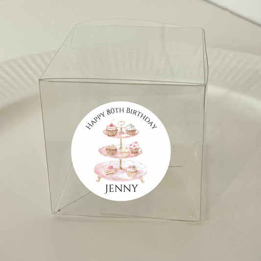 ‘Time For Tea’ Transparent Boxes & Stickers- Pack of 10