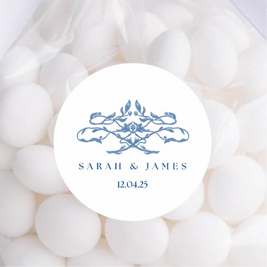 ‘Something Blue’ Gloss Round Sticker Labels