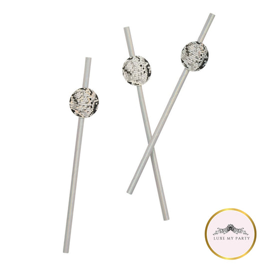 Silver disco ball straws
