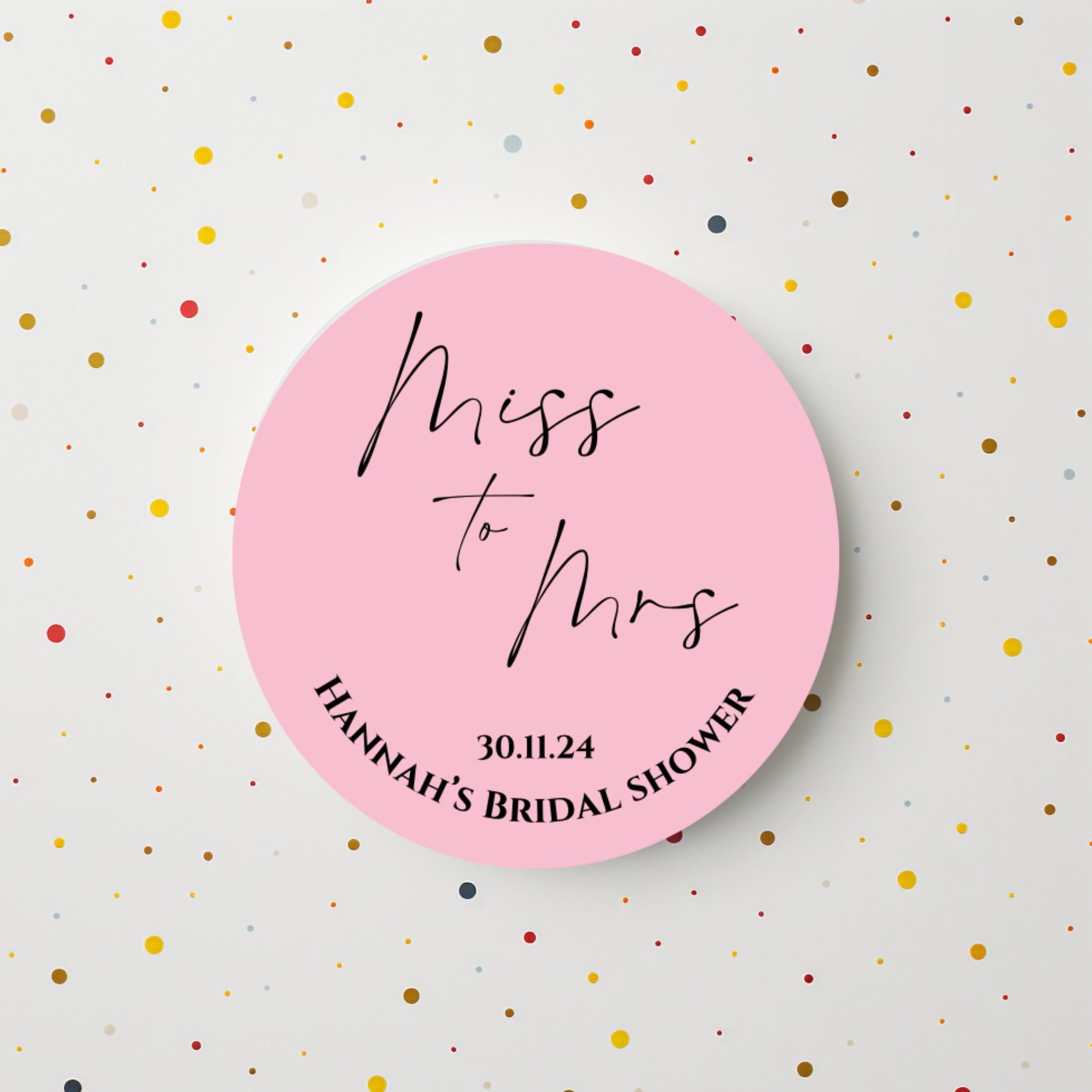 Miss To Mrs Round Gloss Sticker Labels