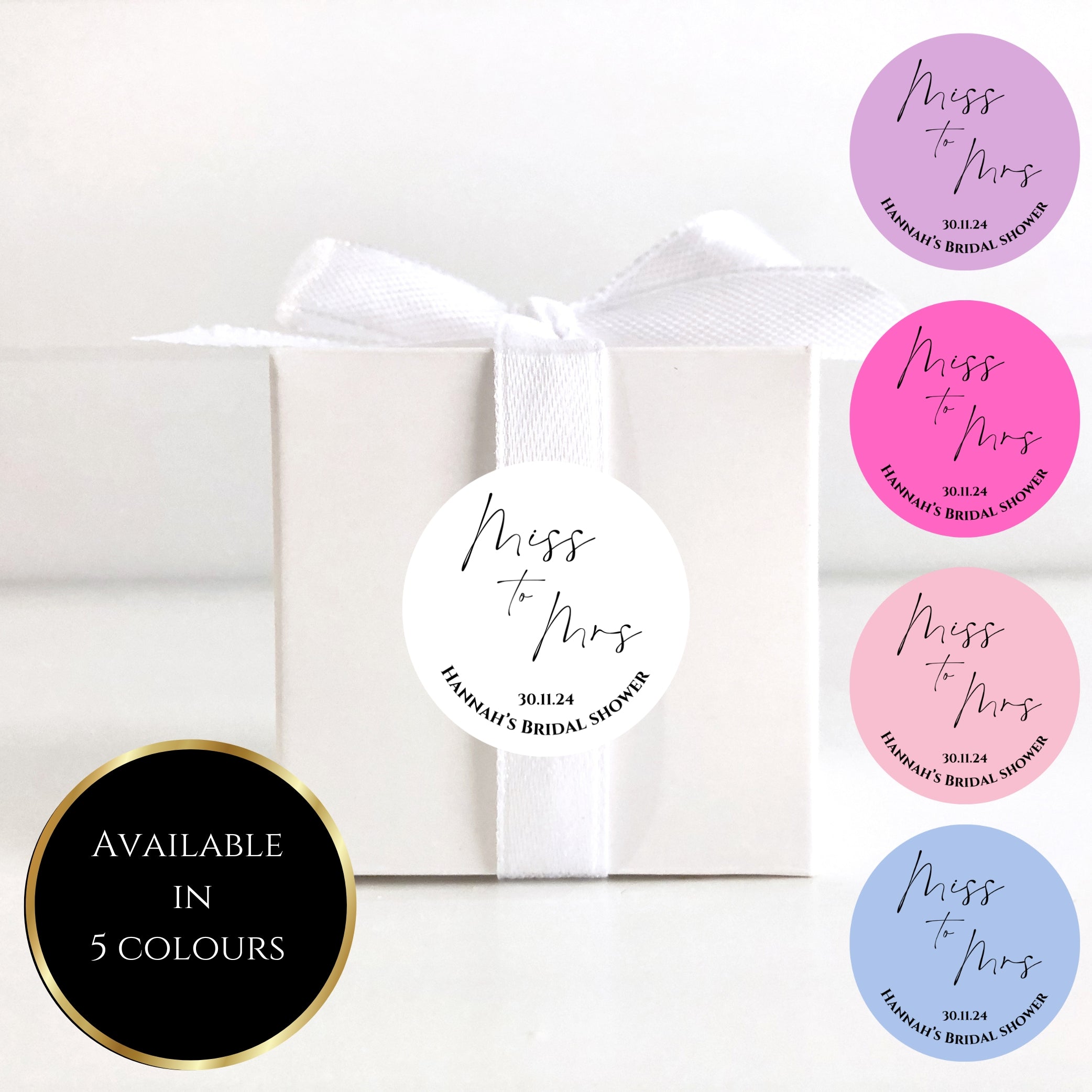 Miss To Mrs Round Gloss Sticker Labels