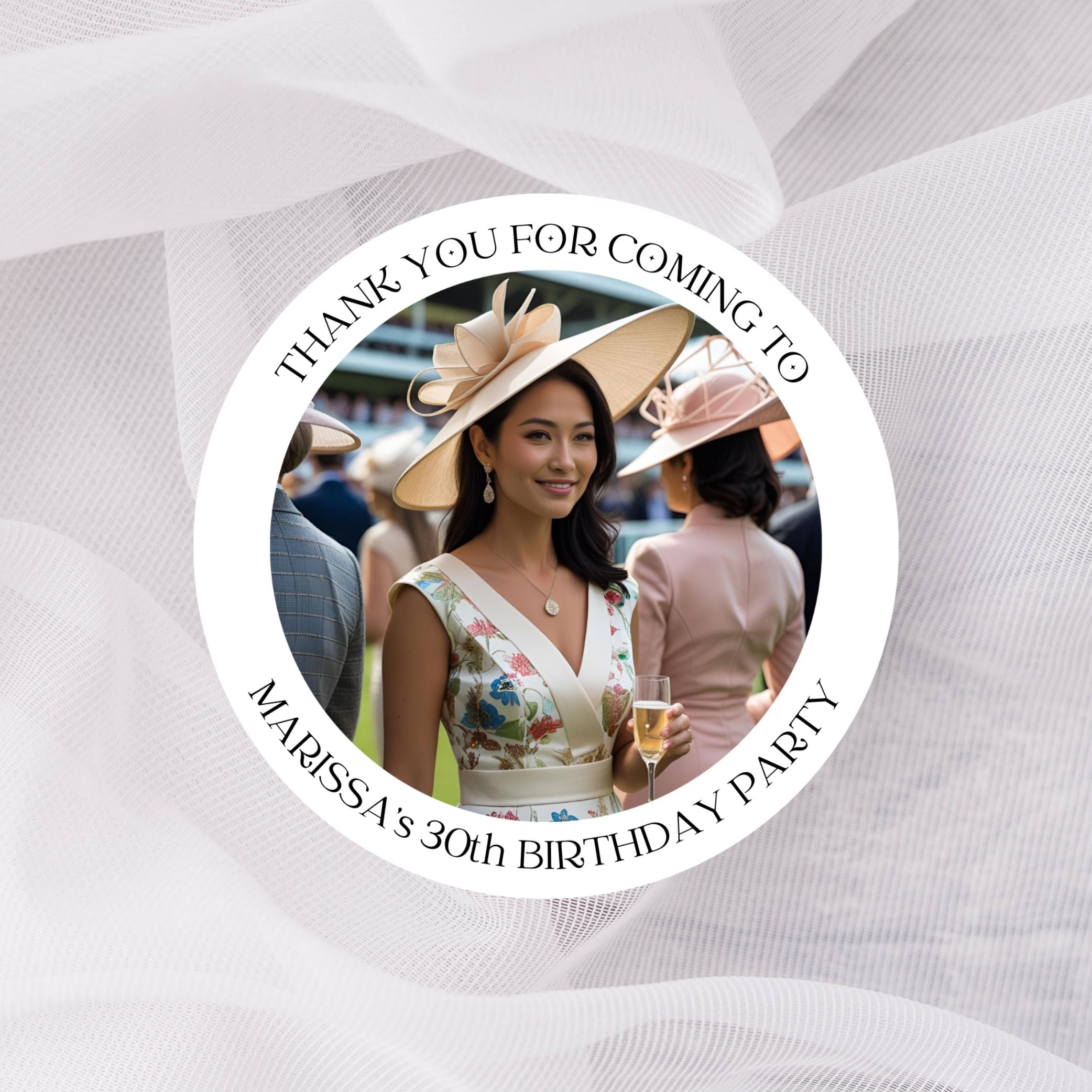 Upload your own photo’  2” & 3” Round Gloss Party Stickers