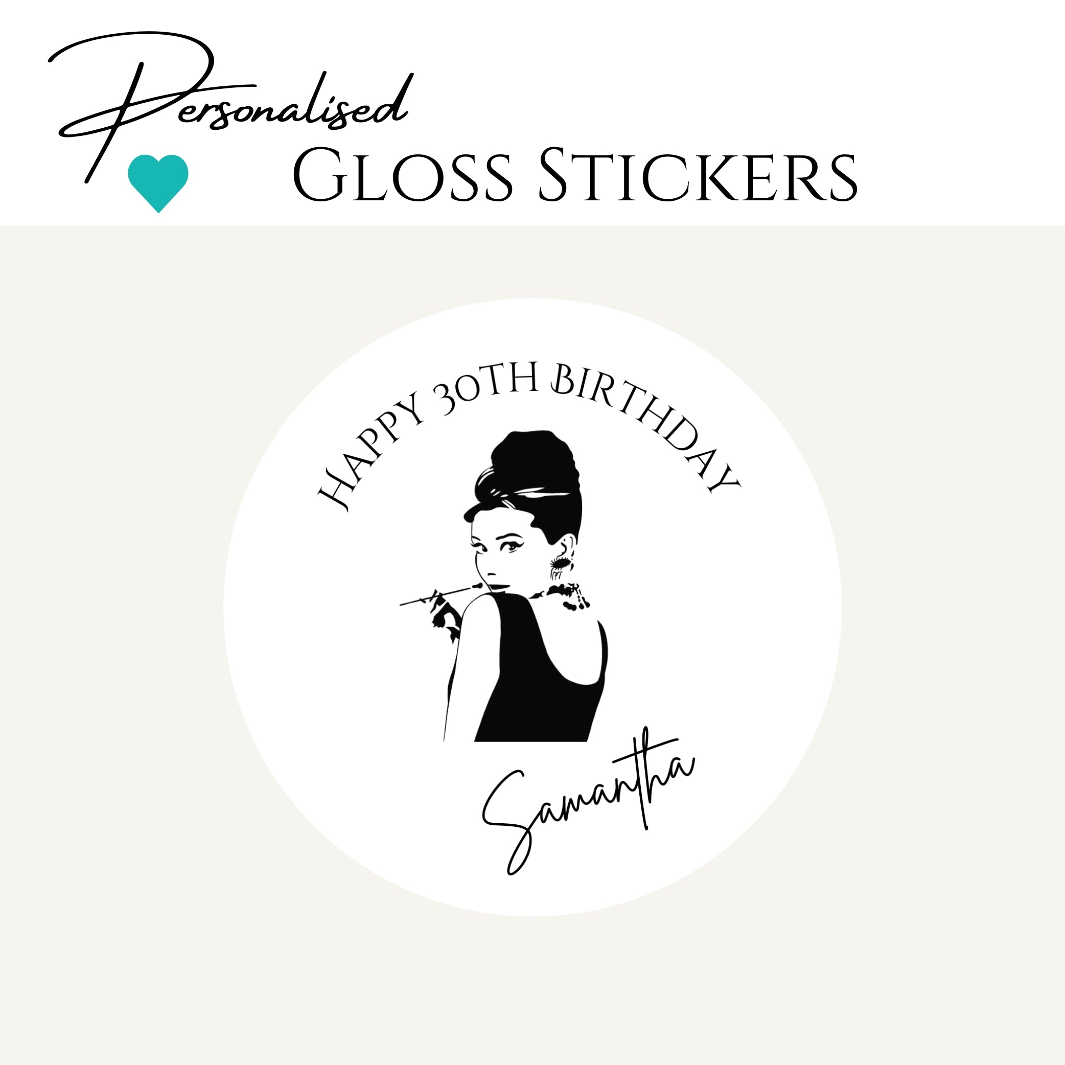 ‘Darling Audrey’ Transparent Boxes & Stickers- Pack of 10