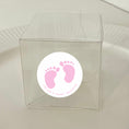 Load image into Gallery viewer, ‘Baby Shower Tootsies Pink’ Baby Shower Transparent Boxes with personalised Stickers- Pack of 10
