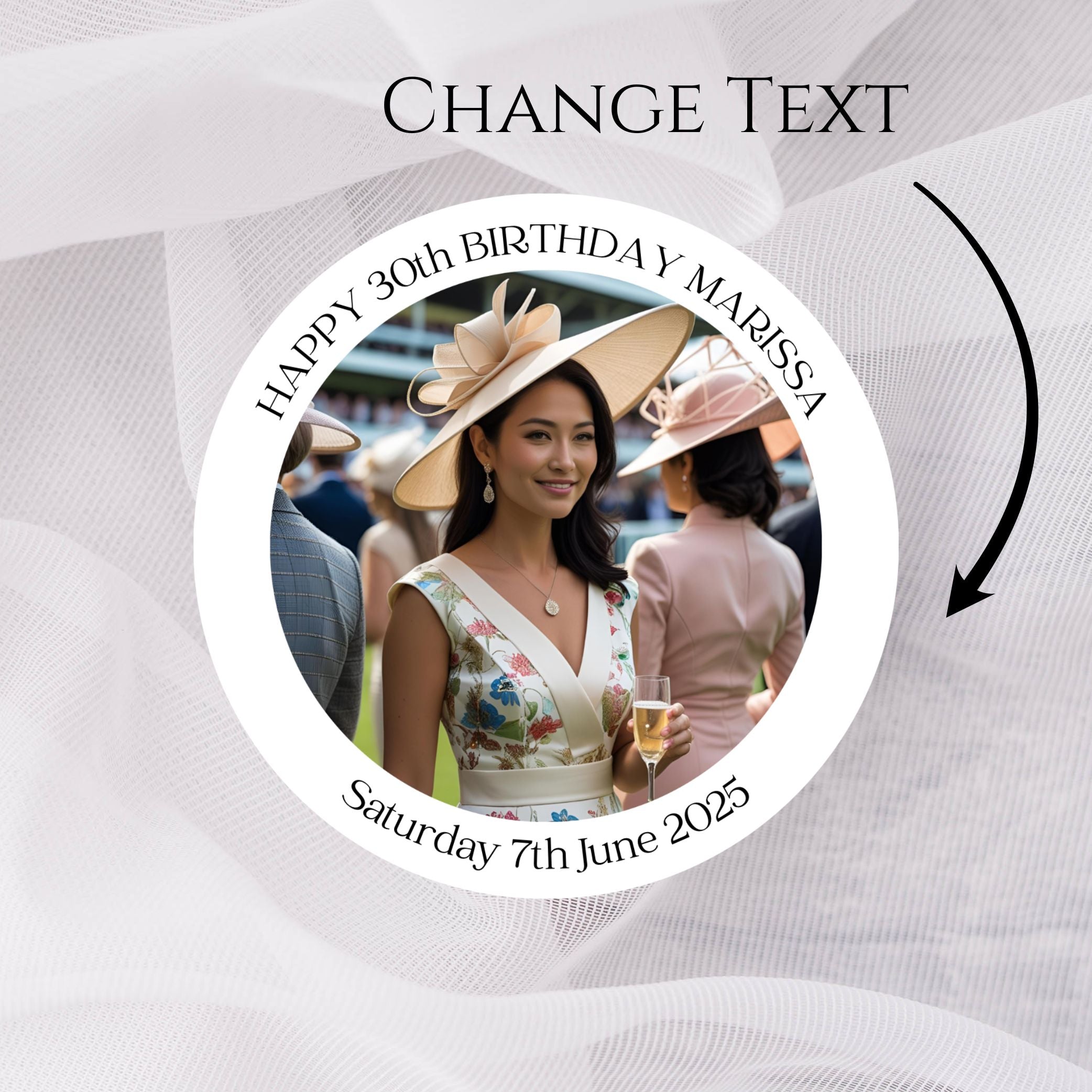 Upload your own photo’  2” & 3” Round Gloss Party Stickers