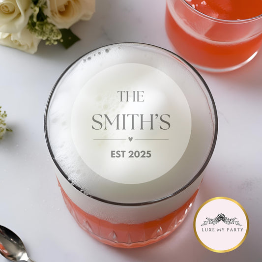 Personalised family name drink toppers blue