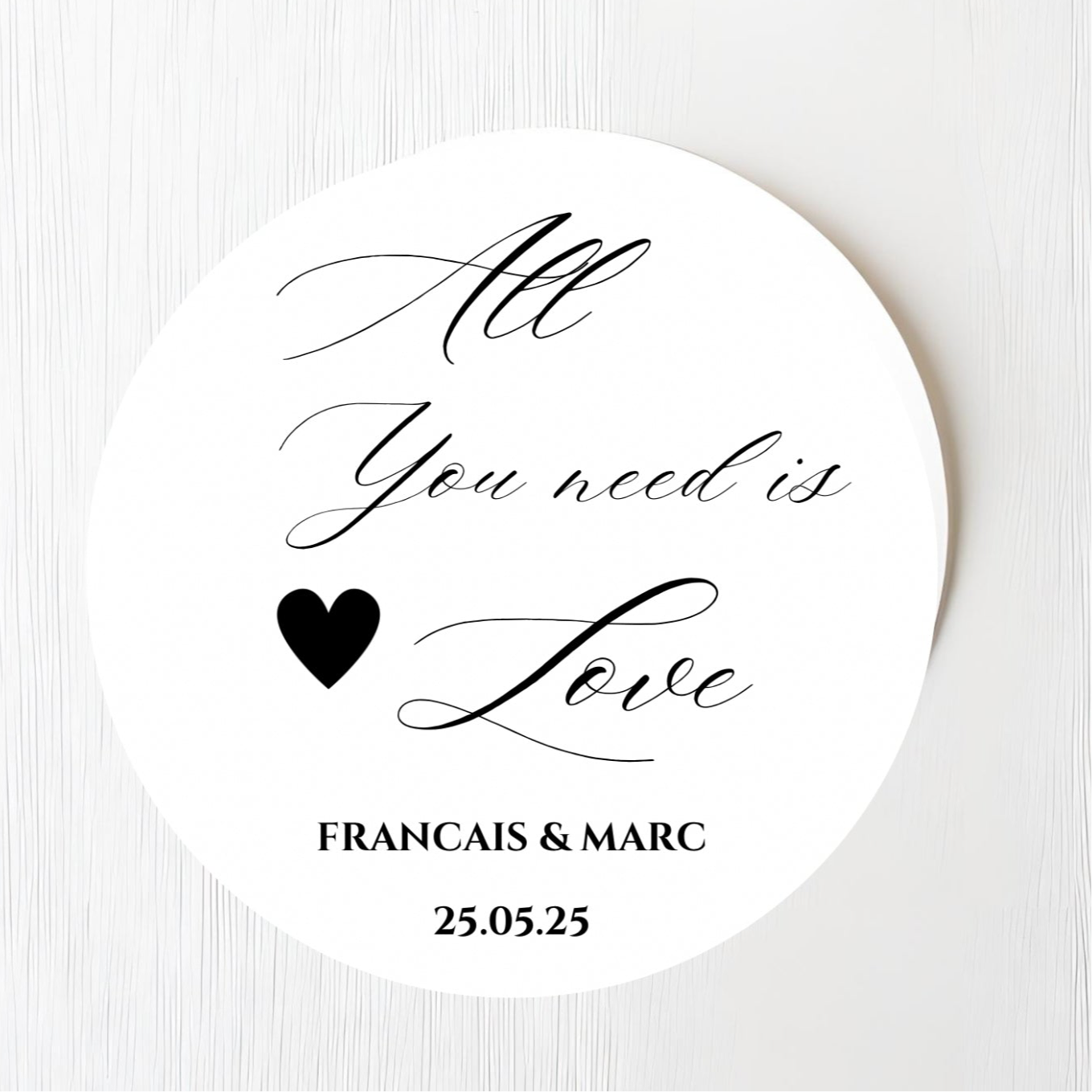 ‘All you need is love’ Gloss Round Sticker Labels