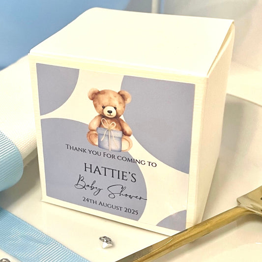 Personalised ‘Baby Bear’ Blue Baby Shower/ Reveal Favour Box- Pack Of 10