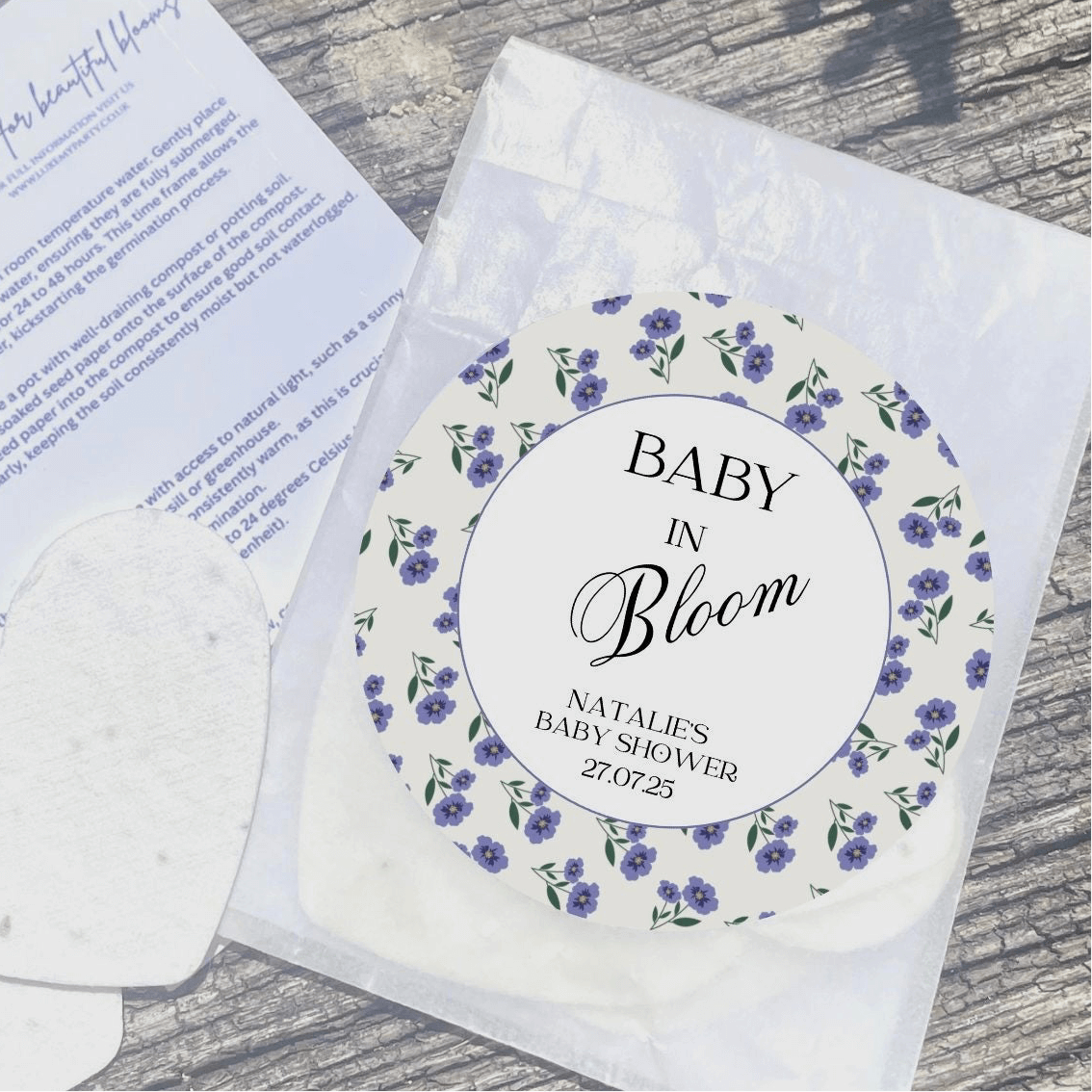 ‘Baby In Bloom ’ Plantable Wildflower  Paper Seed Hearts-Lilac