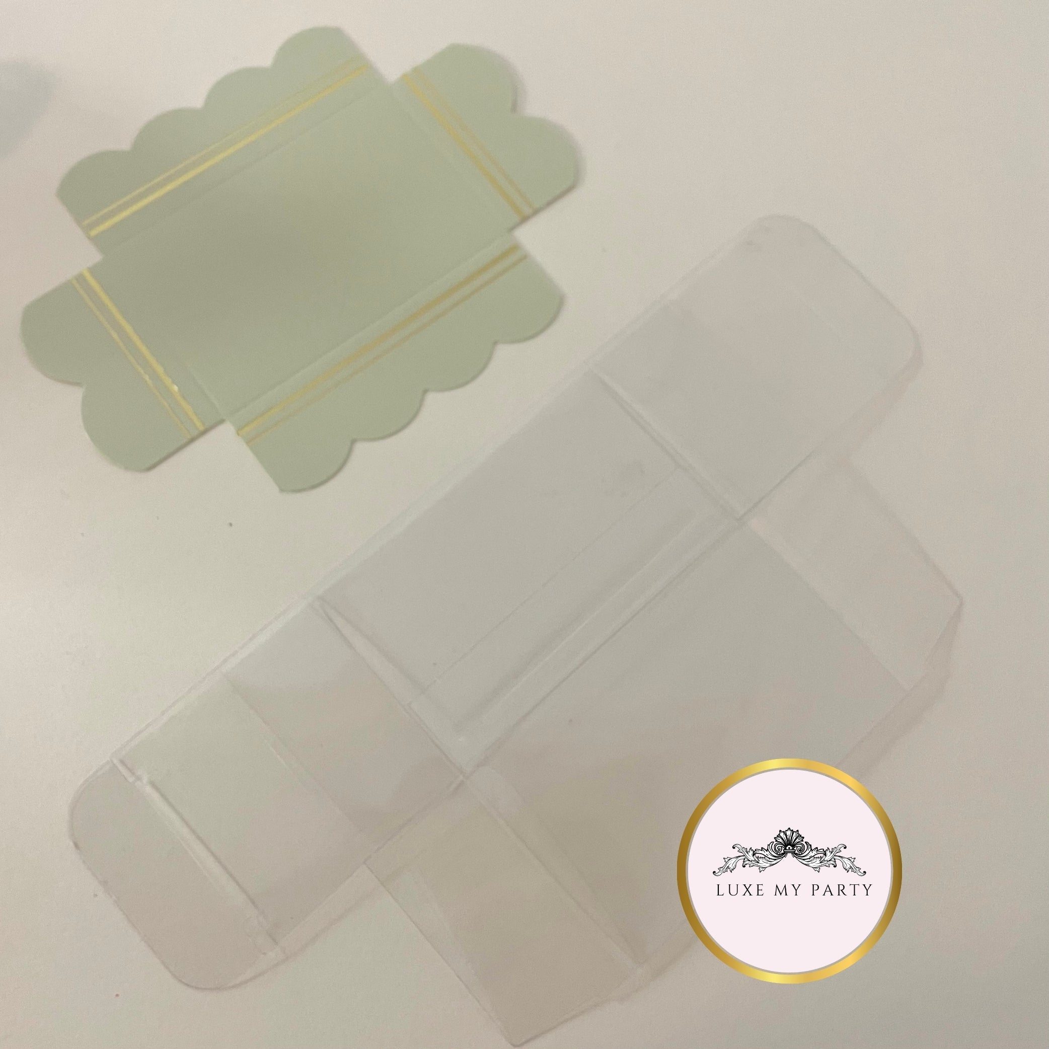 Transparent Macaron Box With Green Insert- Pack Of 10