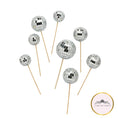 Load image into Gallery viewer, Silver Disco Ball Food Decoration Sticks- Pack of 8
